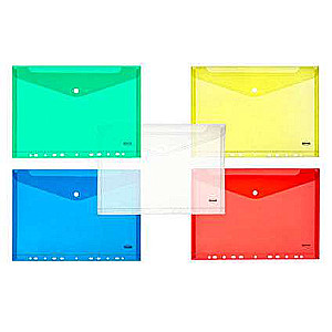 Envelope folder with button and perforation A4 0.18mm assorted
