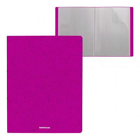 Plastic file folder ErichKrause® Matt Grains, with 20 pockets, A4, magenta
