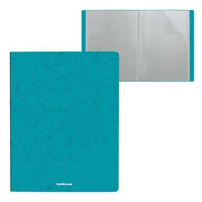 Plastic File Folder ErichKrause® Matt Grains, with 20 pockets, A4, turquoise