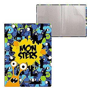 Plastic file folder with pocket on the spine ErichKrause® Diamond Original, with 20 pockets, A4, Monsters