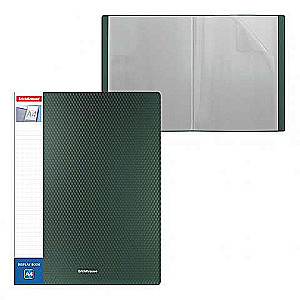 Plastic file folder with spine pocket ErichKrause® Diamond Original, with 30 pockets, A4, green