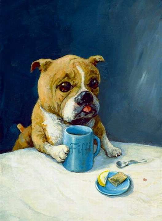 Numbered Paintings 40x50 cm Bulldog's Breakfast, 24 colors, 4 brushes