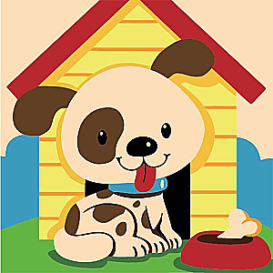 Numbered Paintings 20x20 cm Puppy with Doghouse, 10 colors, age 4+