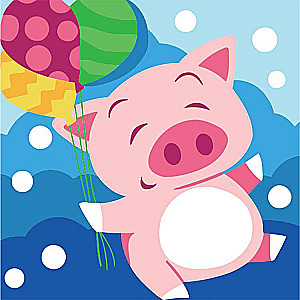 Numbered Paintings 20x20 cm Happy Pig, 7 colors, art. 4