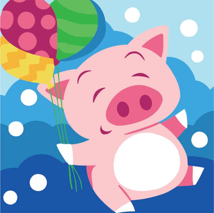 Numbered Paintings 20x20 cm Happy Pig, 7 colors, art. 4