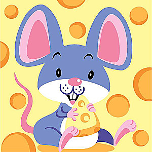 Numbered Paintings 20x20 cm Mouse with Cheese, 9 colors, art. 4