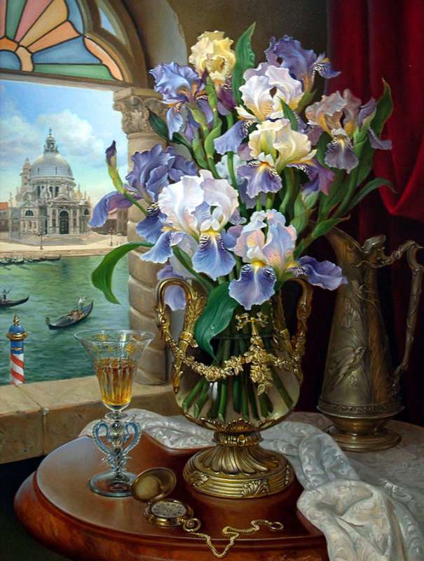 Paint by Numbers 30x40 cm Irises in a Vase, 20 colors, rev. 4