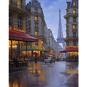 Paint by Numbers 30x40 cm Rainy Paris, 20 colors, cut 4