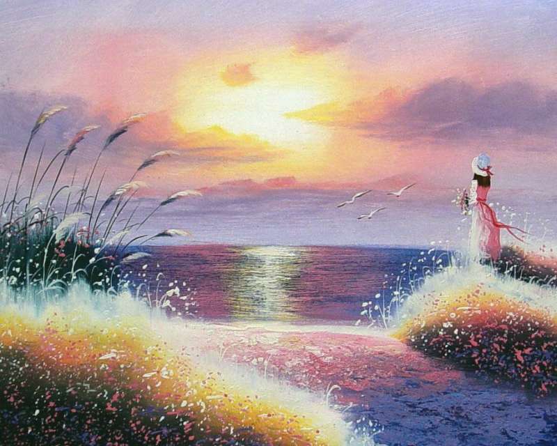 Paint by Numbers 30x40 cm Girl at Sunset, 20 colors, 4 portions