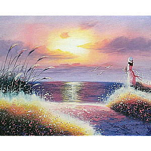 Paint by Numbers 30x40 cm Girl at Sunset, 20 colors, 4 portions
