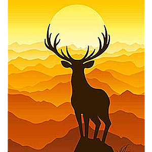 Paint by Numbers 20x20 cm Deer at Sunset, 10 colors, set 4