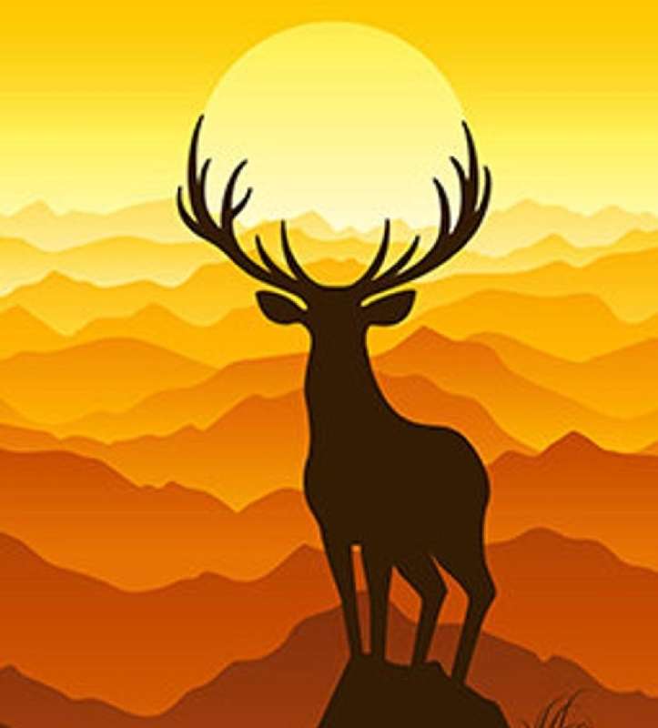 Paint by Numbers 20x20 cm Deer at Sunset, 10 colors, set 4