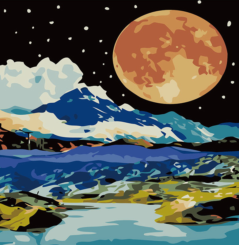 Numbered Paintings 20x20 cm Full Moon, 10 colors, art. 4