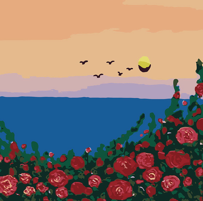 Paint by Numbers 20x20 cm Evening Roses, 10 colors, 4