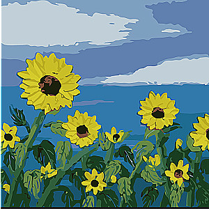 Paint by Numbers 20x20 cm Sunflowers, 10 colors, corr. 4