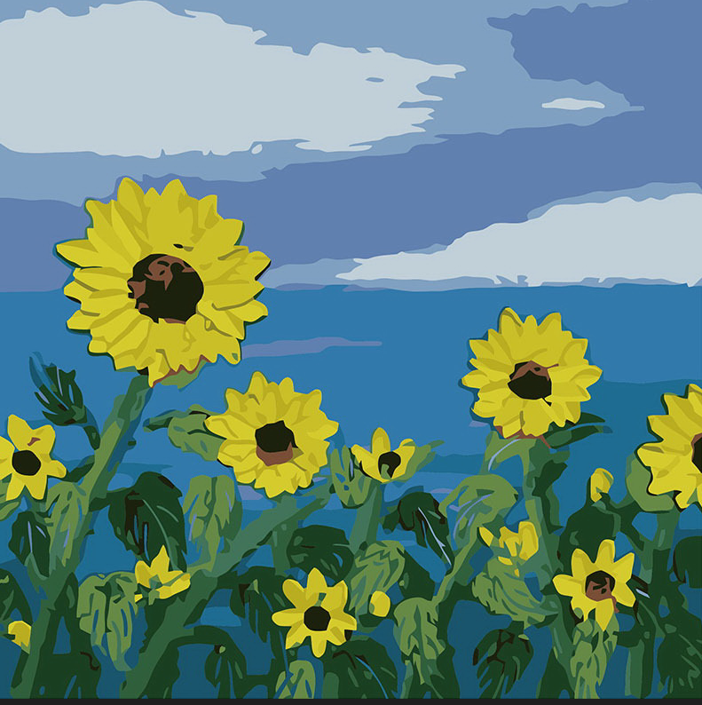 Paint by Numbers 20x20 cm Sunflowers, 10 colors, corr. 4