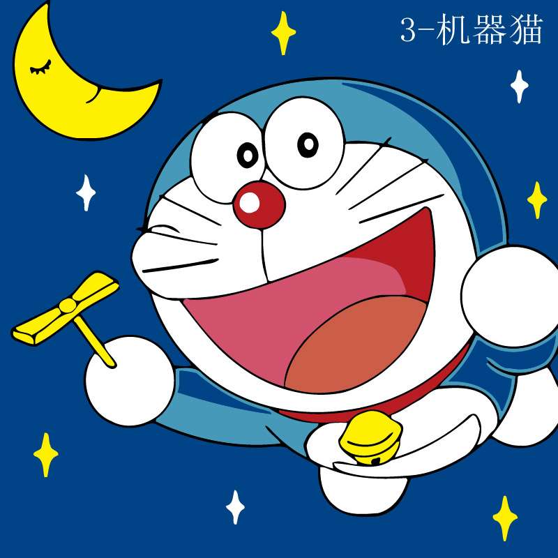Numbered paintings 20x20 cm Doraemon in space, 7 colors, level 4