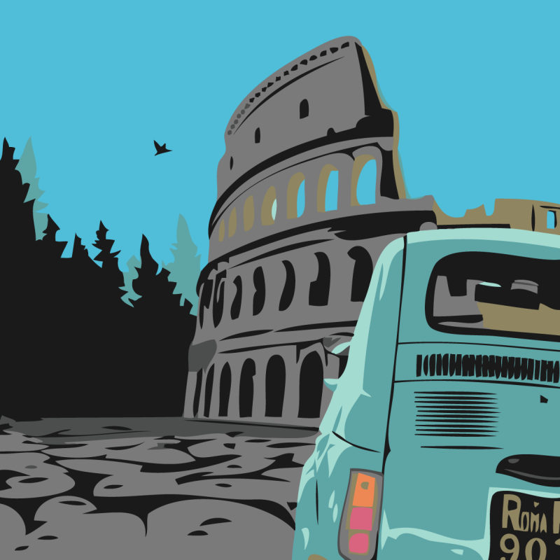 Paint by Numbers 20x20 cm Colosseum, 9 colors, 4 styles