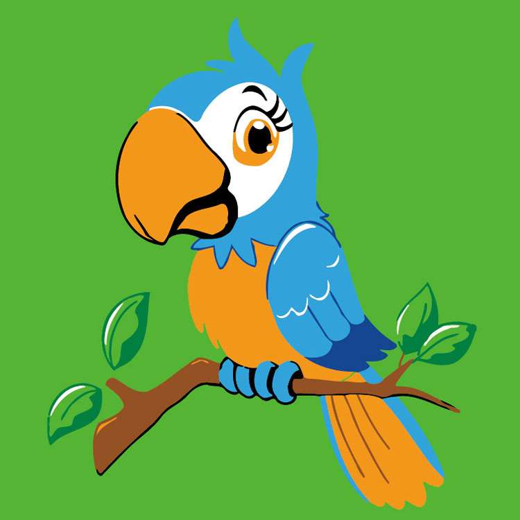 Numbered painting 20x20 cm Parrot on a branch, 8 colors, art. 4