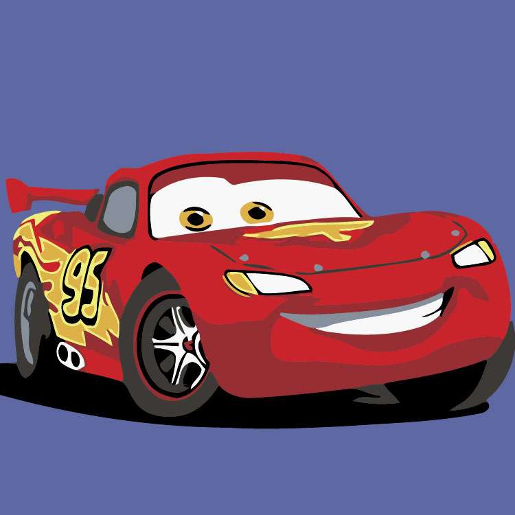 Numbered Paintings 20x20 cm Lightning McQueen, 9 colors, torn 4