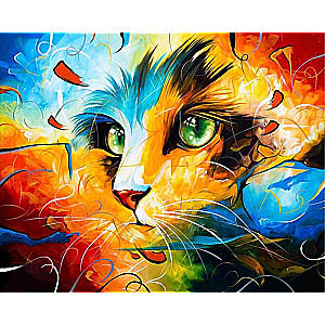 Paint by numbers 30x40 cm Rainbow Cat, 20 colors, level 4