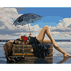 Numbered Paintings 30x40 cm Girl on the Beach, 20 colors, set 4