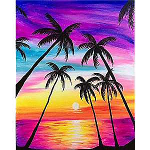 Diamond Mosaic 40x50 cm Palm Trees at Sunset, 28 colors, art. 4