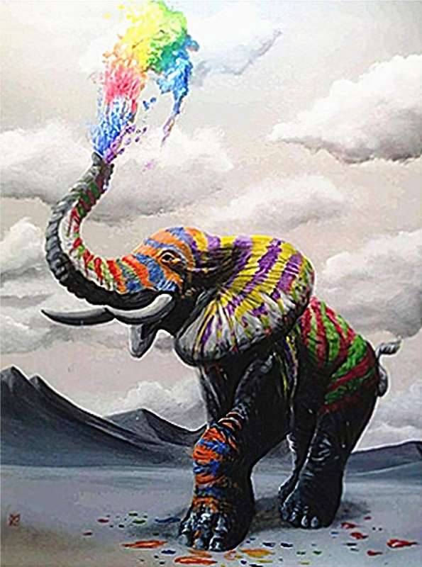 Diamond mosaic 40x50 cm Colorful elephant, 28 colors, set 4