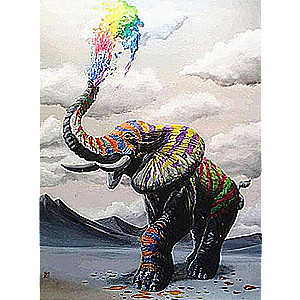 Diamond mosaic 40x50 cm Colorful elephant, 28 colors, set 4