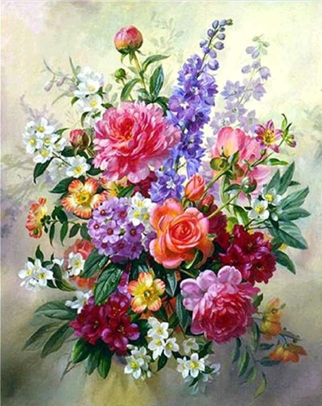 Diamond mosaic 40x50 cm Spring bouquet, 28 colors, category 4