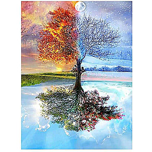 Diamond Mosaic 40x50 cm Wood - Seasons, 30 colors, level 4