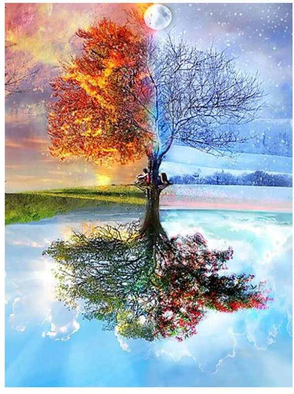 Diamond Mosaic 40x50 cm Wood - Seasons, 30 colors, level 4