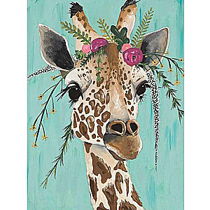 Diamond mosaic 40x50 cm Giraffe in flowers, 28 colors, level 4