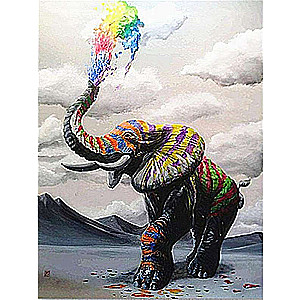 Diamond Mosaic 30x40 cm Colorful Elephant, 26 colors, level 4