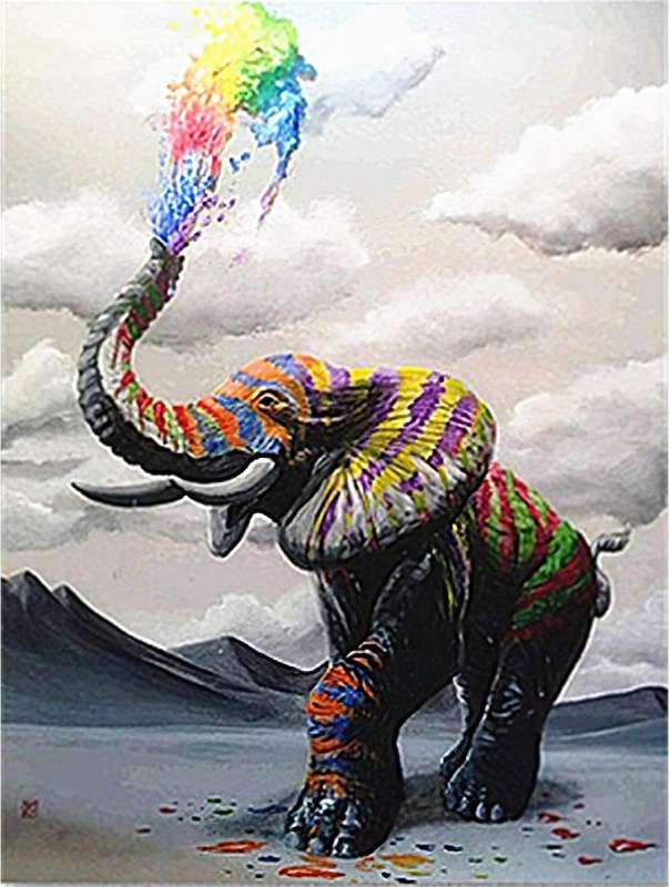 Diamond Mosaic 30x40 cm Colorful Elephant, 26 colors, level 4