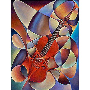 Diamond Mosaic 30x40 cm Abstraction. Violin, 26 colors, level 4