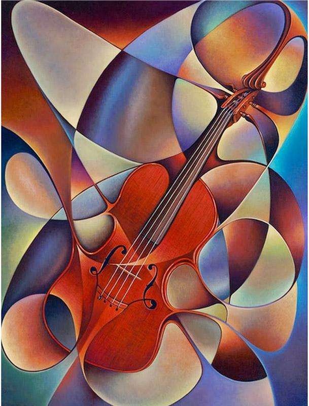 Diamond Mosaic 30x40 cm Abstraction. Violin, 26 colors, level 4