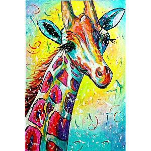 Diamond Mosaic 30x40 cm Rainbow Giraffe, 26 colors, level 4