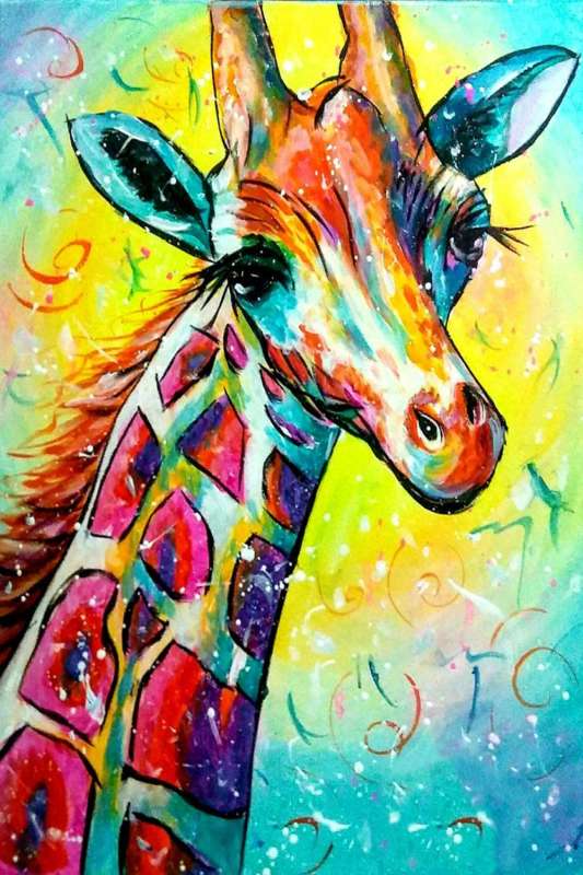 Diamond Mosaic 30x40 cm Rainbow Giraffe, 26 colors, level 4