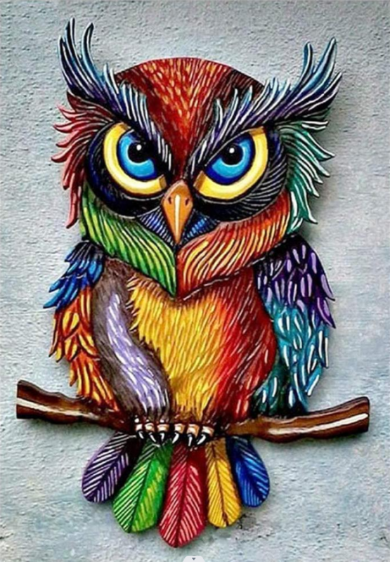 Diamond Mosaic 30x40 cm Colorful Owl, 25 colors, level 4