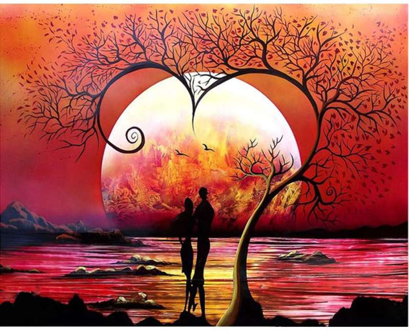 Diamond mosaic 30x40 cm Tree of Love, 24 colors, level 4