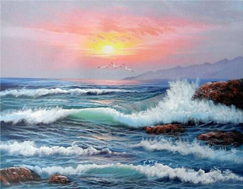 Diamond mosaic 30x40 cm Turmoil at sea, 26 colors, level 4