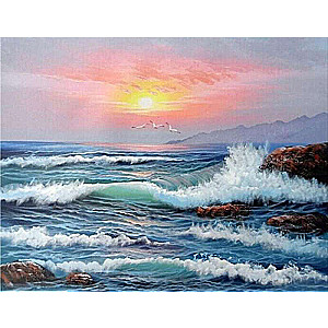 Diamond mosaic 30x40 cm Turmoil at sea, 26 colors, level 4