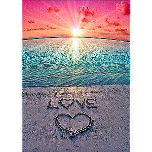 Diamond mosaic 30x40 cm LOVE. Sunset on the beach, 26 colors, urv. 4
