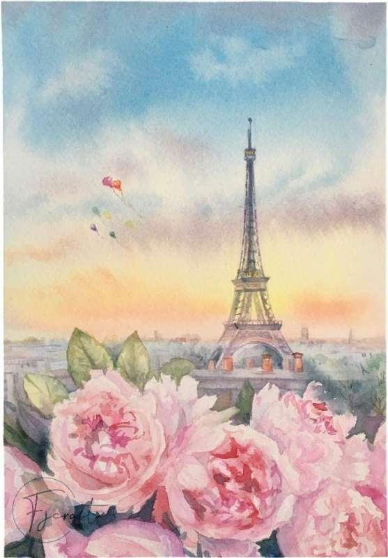 Diamond mosaic 30x40 cm Peonies. Paris, 26 colors, collection 4