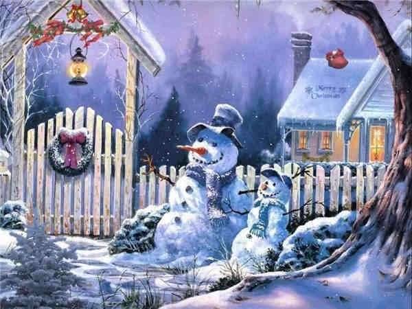 Diamond Mosaic 30x40 cm Snowmen, 28 colors, level 4