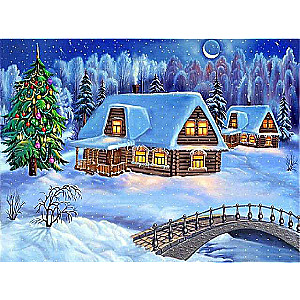 Diamond Mosaic 30x40 cm Forest Hut for New Year, 28 colors, 4 levels