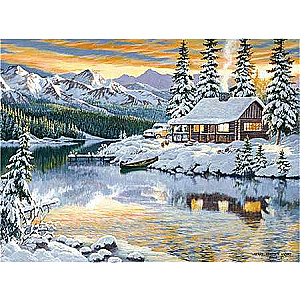 Diamond mosaic 30x40 cm Winter cottage, 26 colors, round 4