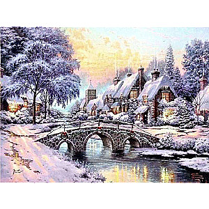 Diamond mosaic 30x40 cm Winter Bridge, 26 colors, level 4