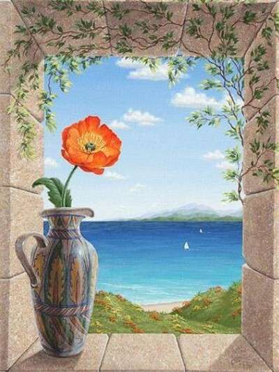 Diamond Mosaic 30x40 cm Jug with Poppy, 26 colors, round 4